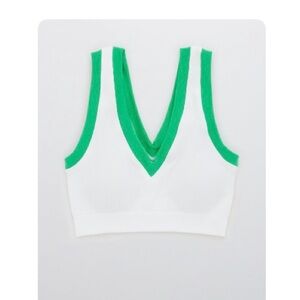 OFFLINE By Aerie Main Squeeze Seamless Plunge Sports Bra - Green Pop - XL